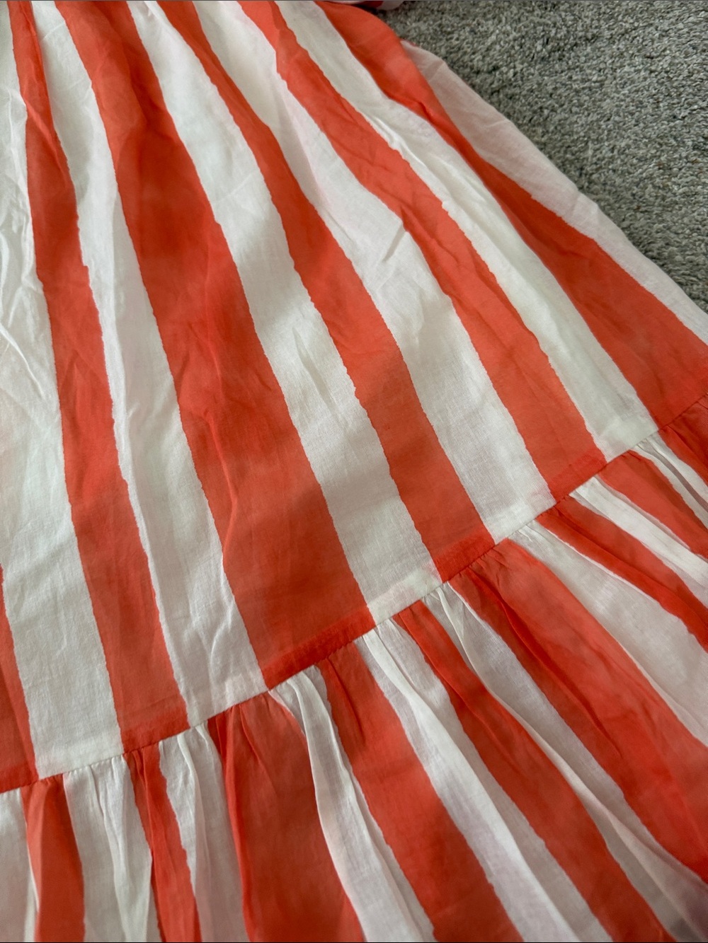 Oliphant Orange and White Striper Tie-Waist Maxi Skirt Small - Picture 3 of 6